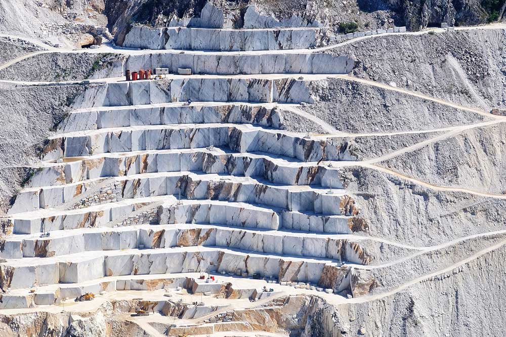 Example of an open-cast quarry in Tuscany